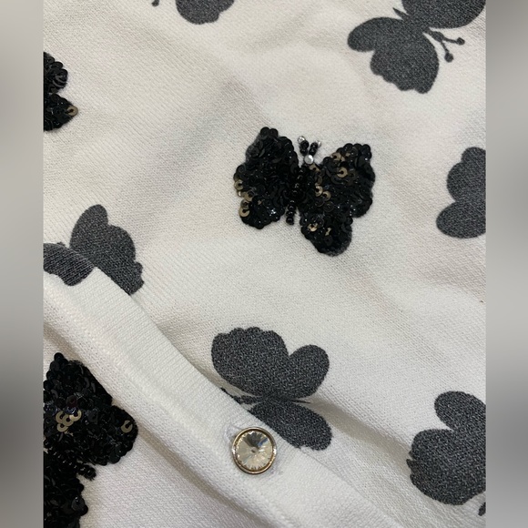 Lifelike Lindarico Italy butterfly sequins rhinestone cardigan top new size 44 - Picture 7 of 12